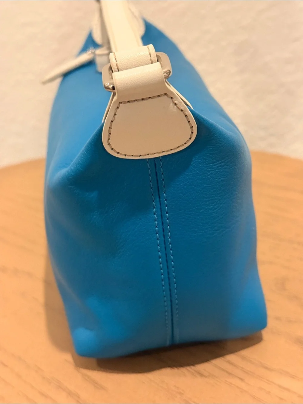 COACH Turquoise Leather Shoulder Bag with white Trim